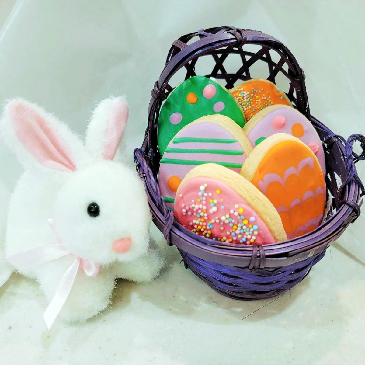 5" Plush Bunny Rabbit, White Fur with Pink Ears and Nose, Cute Cuddly Toy - Set of 3.