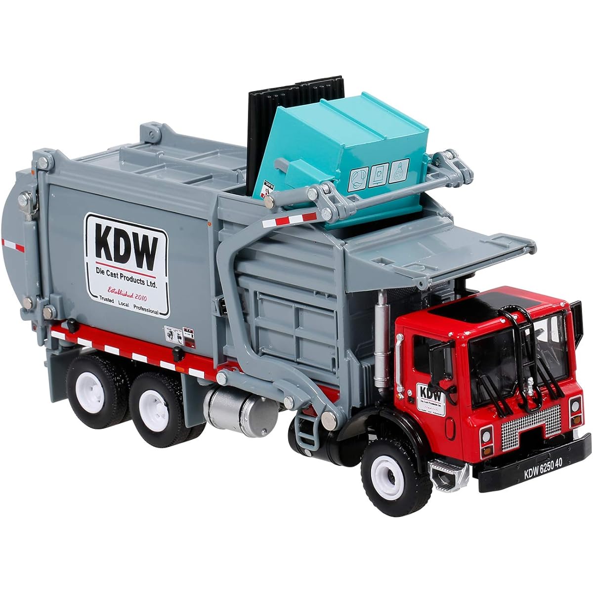 GoolRC Garbage Hauling Truck, 1:24 Alloy Diecast Barrel Waste Transporter Vehicle Model, Kids Toys for Boys Girls Birthday