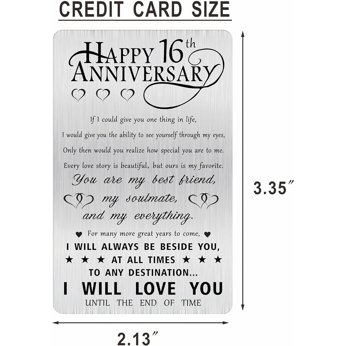 Alotozo 16th Anniversary Card Gift for Husband 16th Wedding Anniversary Engraved Wallet Card Gift Boyfriend Men
