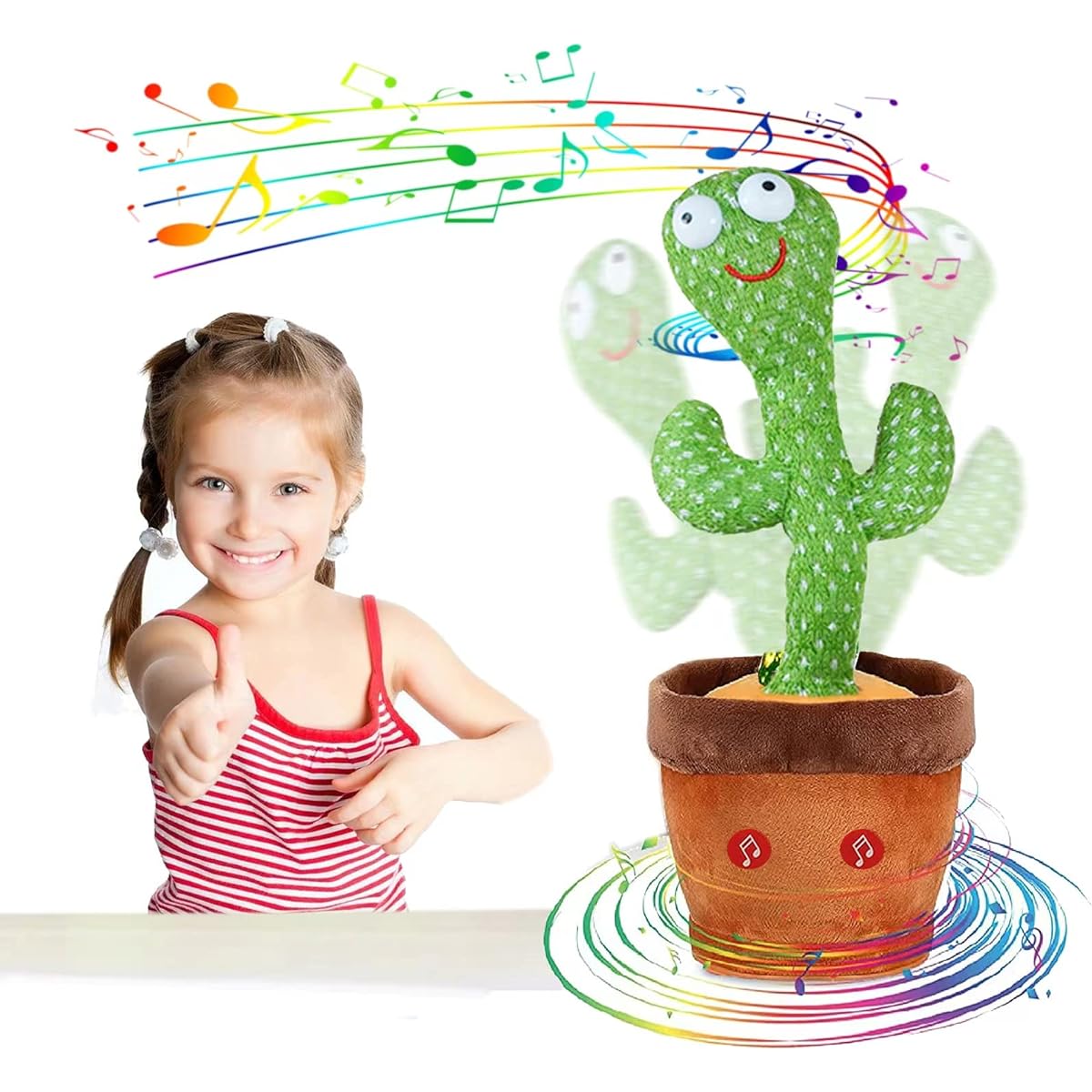 Howpeaks Dancing Cactus, Singing Cactus Repeat Electronic Plush Toy with Lights Talking Cactus Toy & 15 Seconds Voice Recorder Toy Gift for Boys and Girls