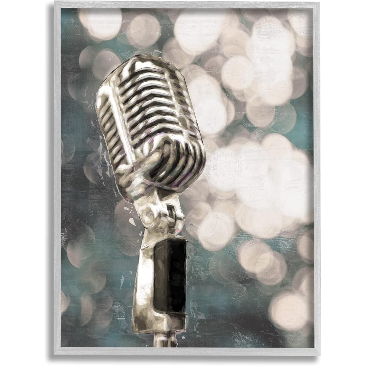 Stupell Industries Singing Microphone Musical Karaoke Microphone Bokeh Photography, Designed by Cloverfield & Co.