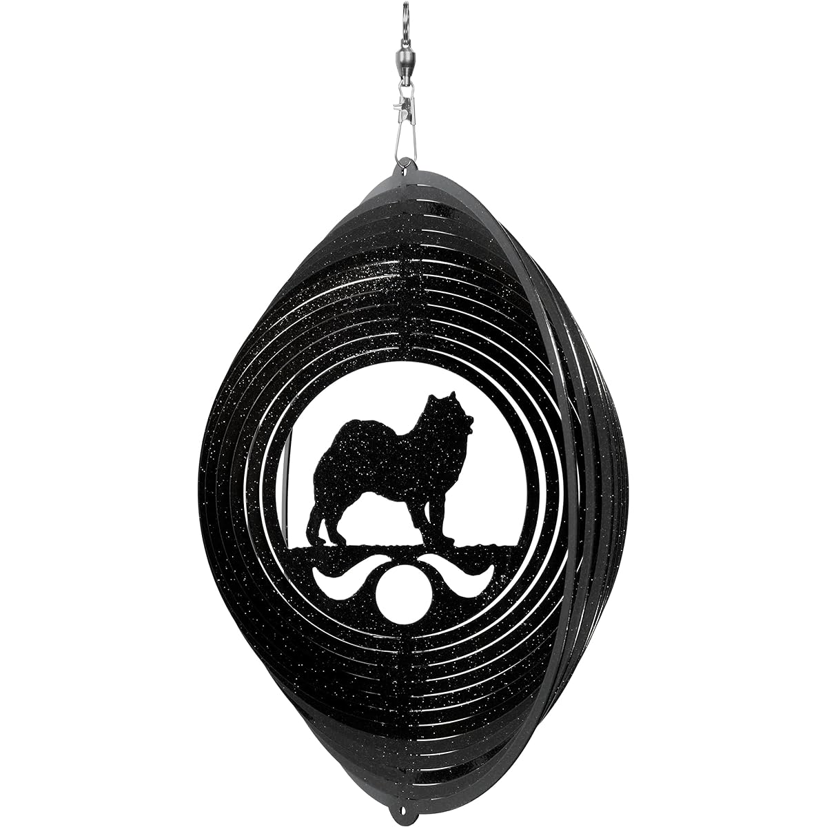 Samoyed Circle Swirly Metal Wind Spinner 2293