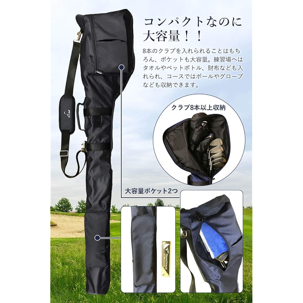 [Uses high-strength 1680D polyester, No. 1 in durability] S.T.Golf golf club case golf bag, 2 pockets, uses 1680D polyester fabric that is resistant to scuffs and scratches, large capacity, holds up to 8 clubs, for practice, folding, waterproof, unreleas