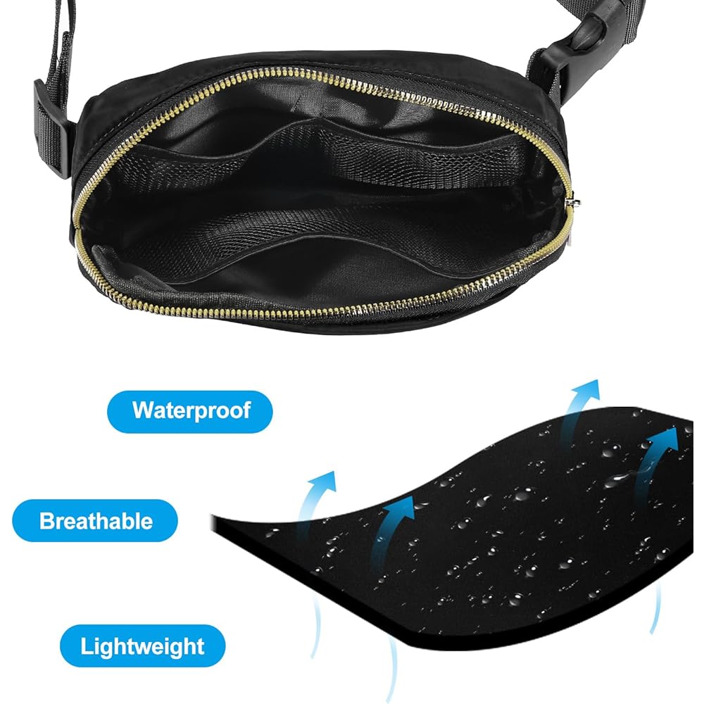 PATIKIL Fanny Pack Waterproof Belt Bag Men & Women Adjustable Crossbody Bag Waist Bag for Running Travel Workout Black