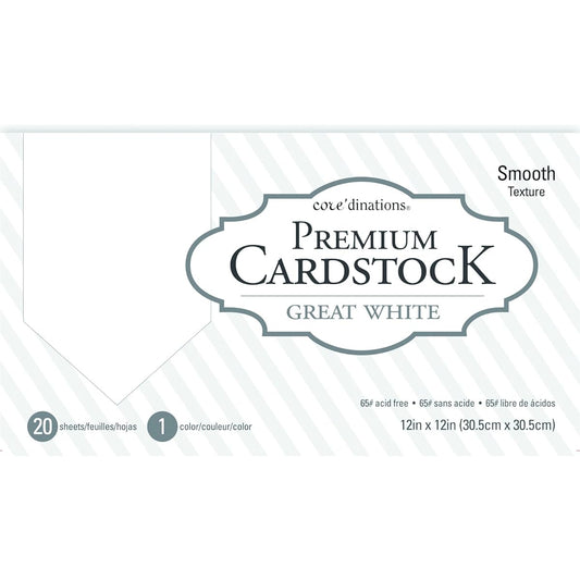 American Crafts Core'dinations 12 x 12 Inch Value Pack White 20 Sheets
