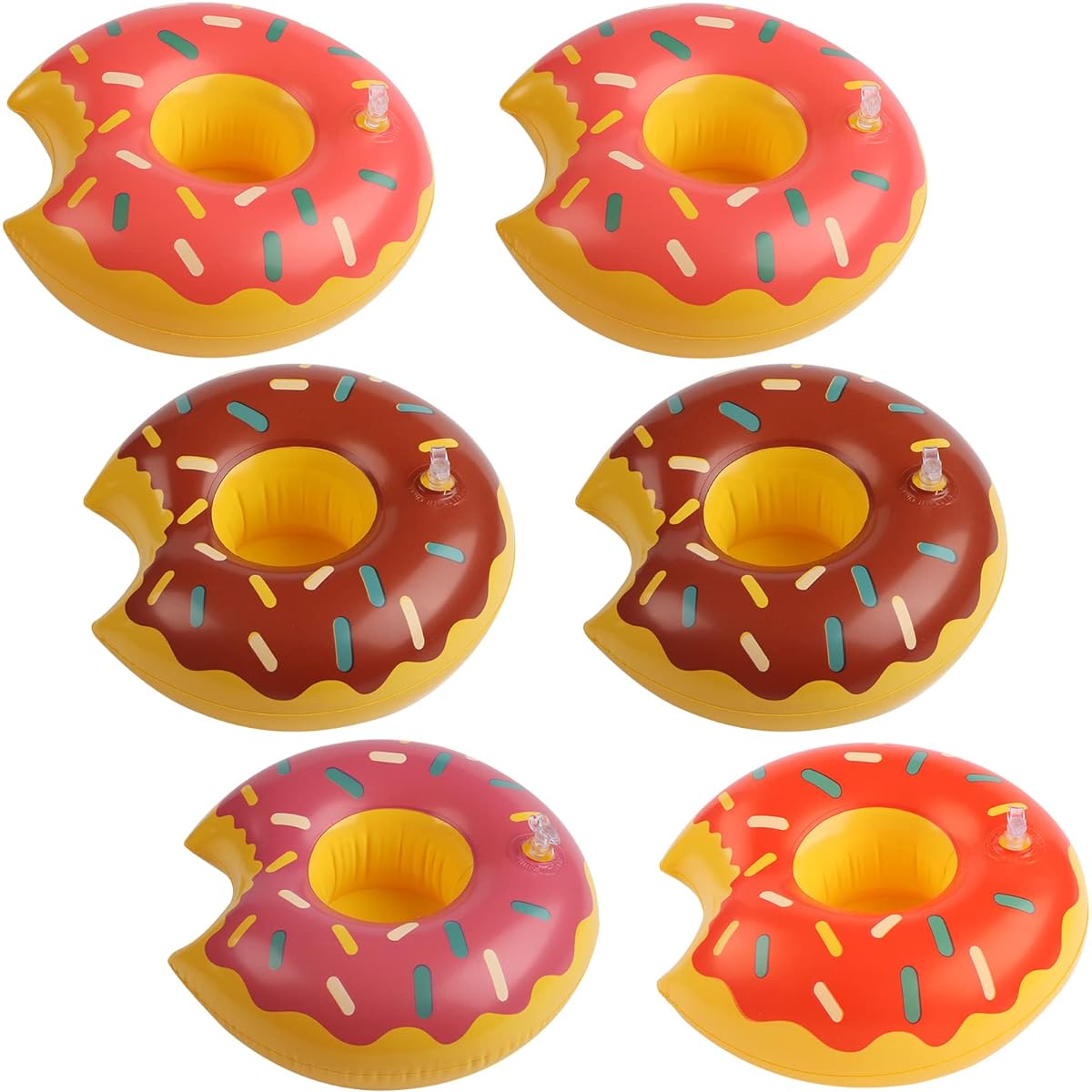 Pool Drink Holder Floats, 6 Pack Inflatable Drink Holders Floating Cup Holders for Pool Parties