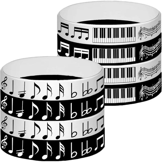 48pcs Piano Notes Rubber Bracelets Slycon Wristbands Party Supplies Piano Notes Theme Party Decorations Music Birthday Baby Shower Party Favors