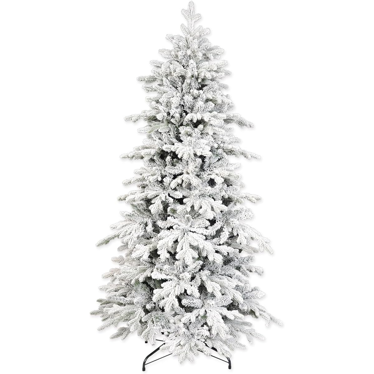 Treepool 7ft Snowy Christmas Tree Premium PE&PVC 2450 Tips No Lights Slim White Pencil Artificial Christmas Tree Tall Skinny Hinged Full Realistic Metal Stand(1525PE&925PVC)