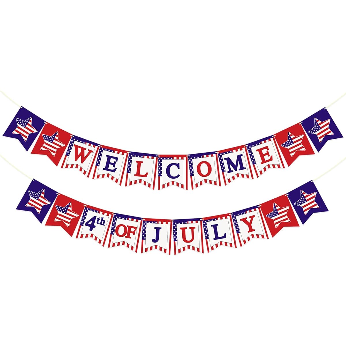 KOWLOON 4th of July Banner, 4th of July Party Supplies Patriotic Outdoor Indoor Hanging Decorations Independence Day Celebration Theme Party Supplies