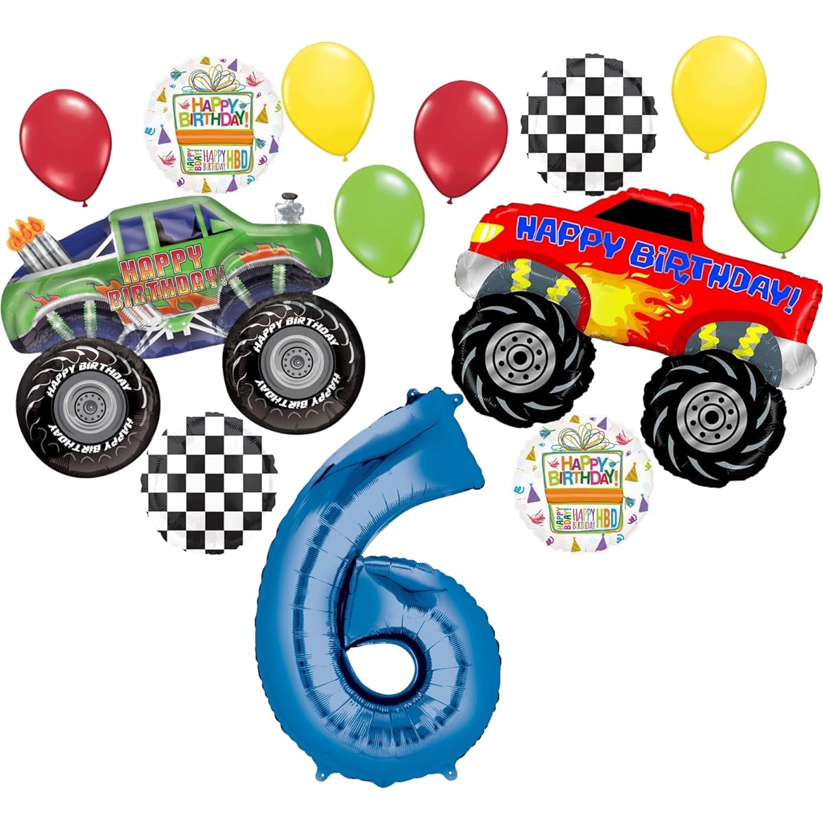 Monster Truck Party Supplies 6th Birthday Balloon Bouquet Decoration