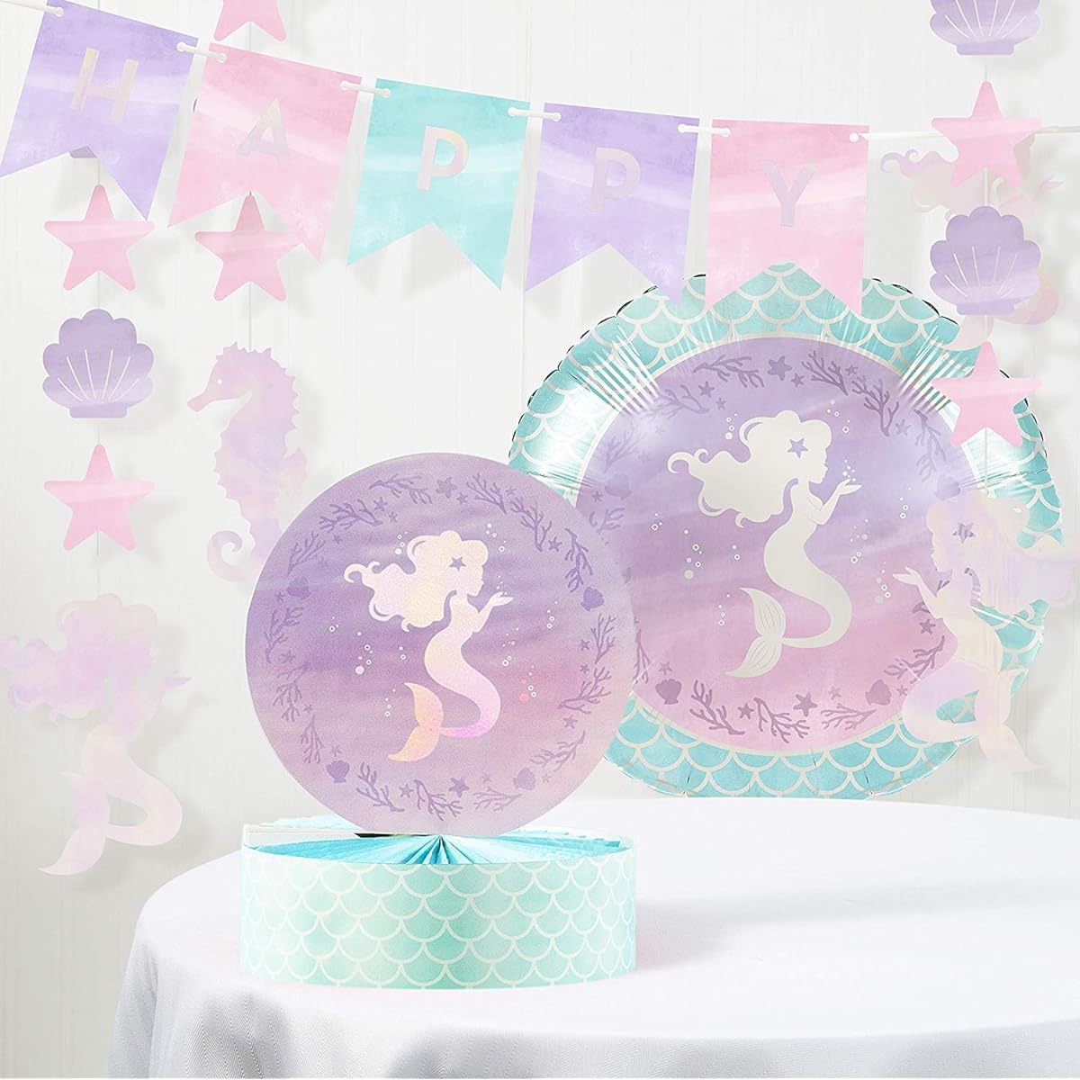 Iridescent Mermaid Party Birthday Decoration Kit 6 Pieces