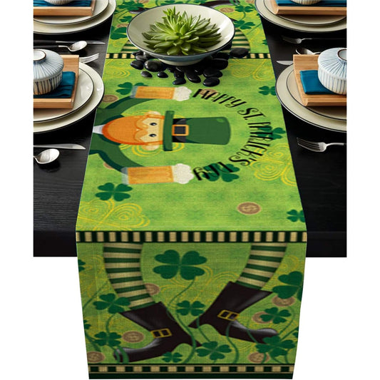 ARTSHOWING St. Patrick's Day Table Runner Party Supplies Fabric Decorations for Wedding Birthday Baby Shower Shamrock Traditional Buffalo Latisse Backdrop 14x72inch ARTSHOWCXC20181229-SCRY01081ZQDCASG