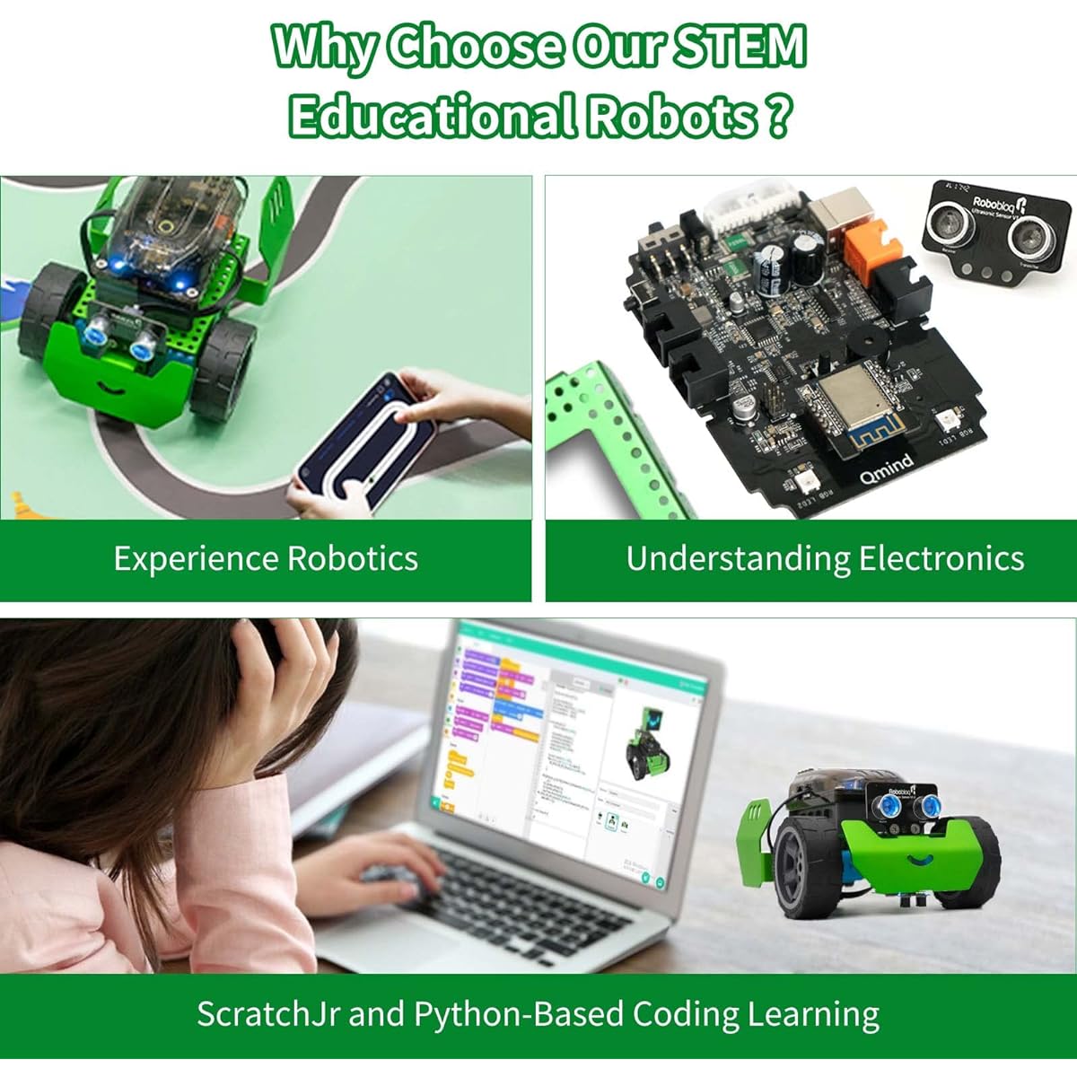 Robobloq Programming Robot Kit, STEM Education, DIY Mechanical Building Robot Car Toy with Romote Control for Kids Ages 6+, Learn Coding and Improve Scientific Creativity (65 Pieces)