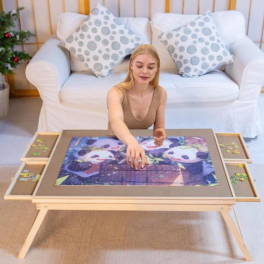 1000 Piece Puzzle Table with Folding Legs and 4 Drawers
