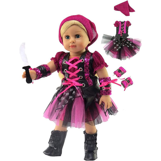 American Fashion World Punk Rock Pirate Halloween Costume Fits 18" Dolls Like American Girl Dolls