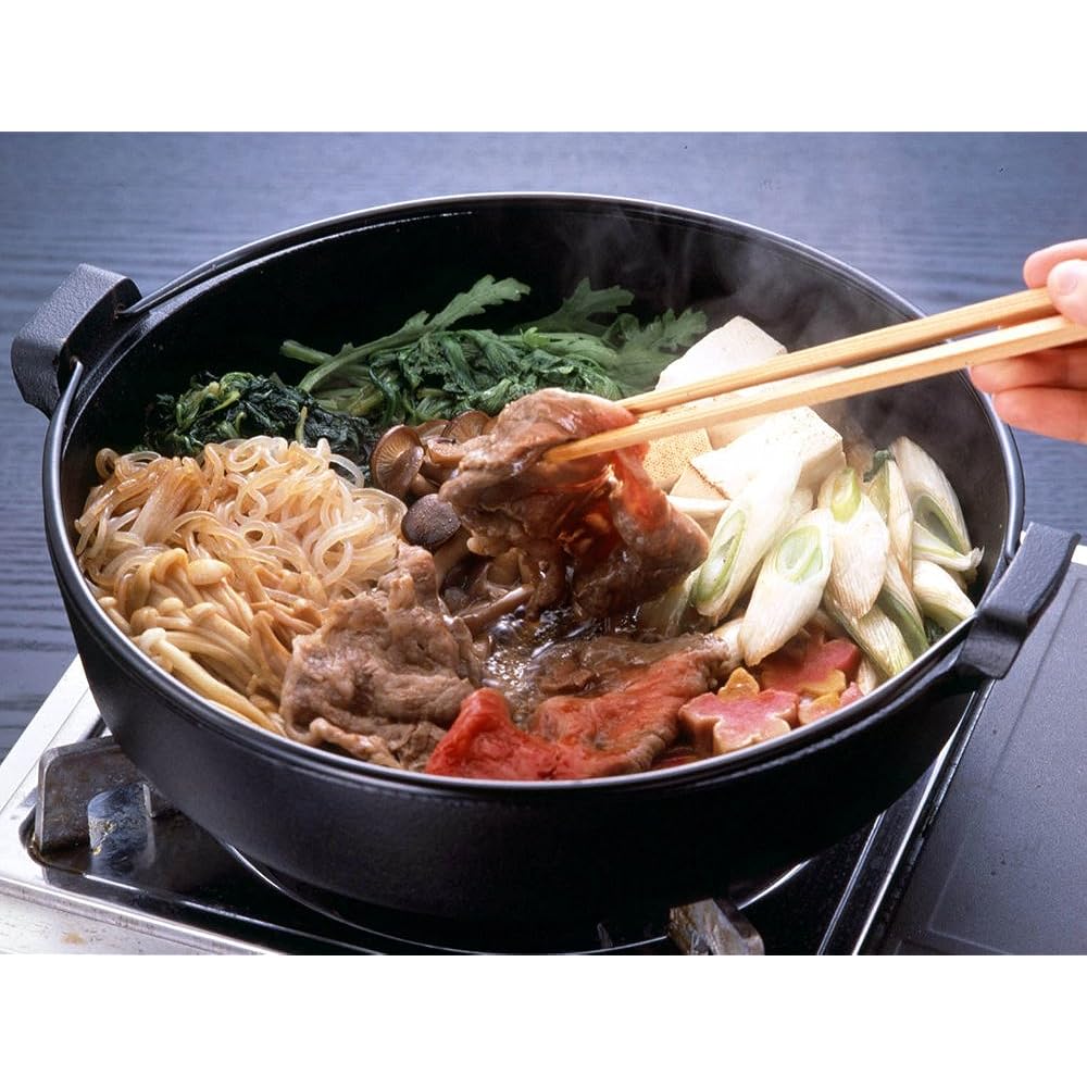 Ikenaga Tekko Sukiyaki Pot, IH Compatible, Made in Japan, Iron Pot, Stir-Fry, Iron Replenishment, 26cm, Kizuna Sukiyaki Pot 12122