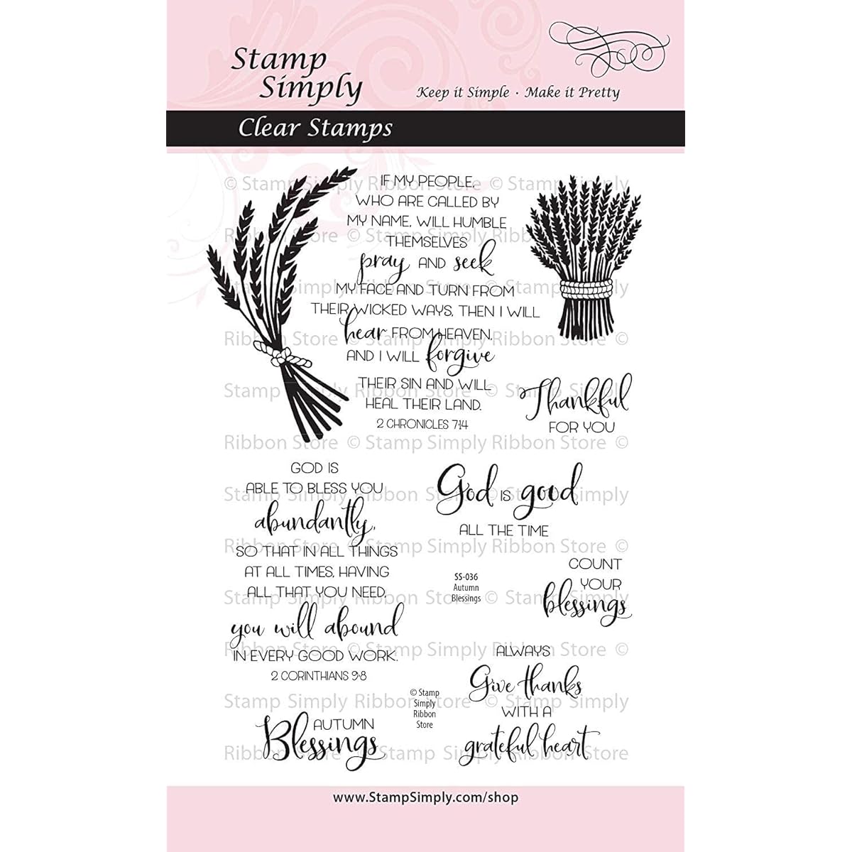 Stamp Simply Clear Postage Stamps Fall Blessings Thanksgiving Thanksgiving Autumn Christian Religious 4x6 inch Sheet 9 Pieces