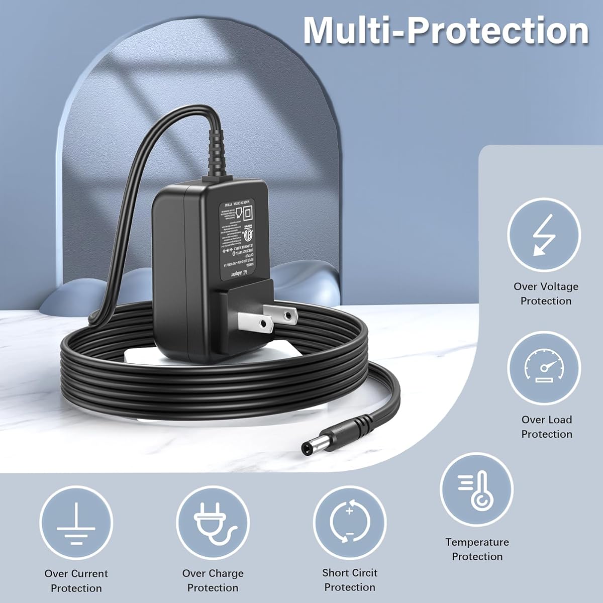PERFEIDY 36V 1A 0.5A Power Cord 36.0V 1.0A 0.5A Charger AC Adapter 36W Switching Power Supply DC 36V 1000mA 800mA 500mA Adapter Regulated Transformer with 10 Replaceable Jack Plugs ETL Standard Product
