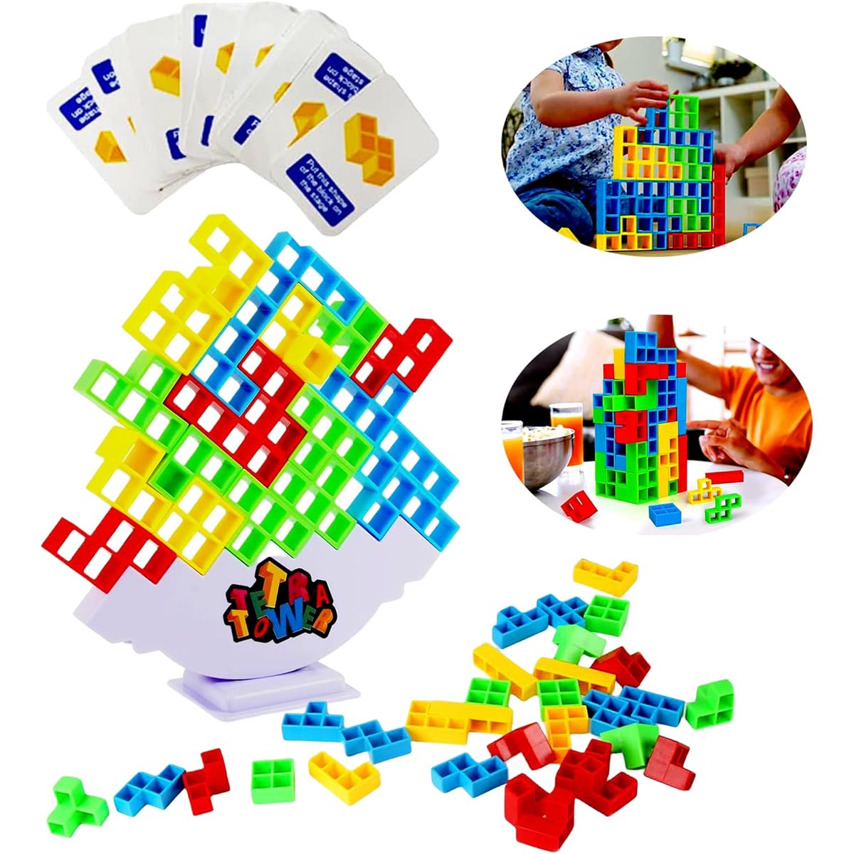 LOYATANK 48 Piece Tetra Tower Game - Fun Stacking Board Game for Kids & Adults, Great for Team Building, Family Parties, Travel