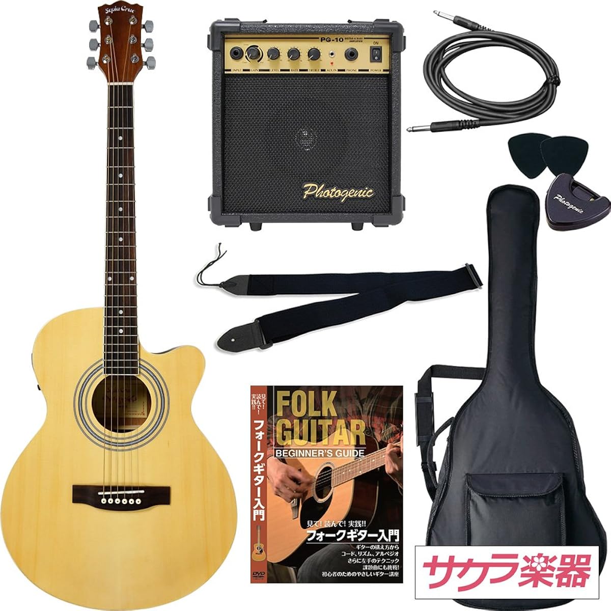 Sepia Crue Sepia Crue Acoustic Guitar Electric Acoustic EAW-01/N Sakura Musical Instruments Original Beginner Introductory Limited Amplifier Set