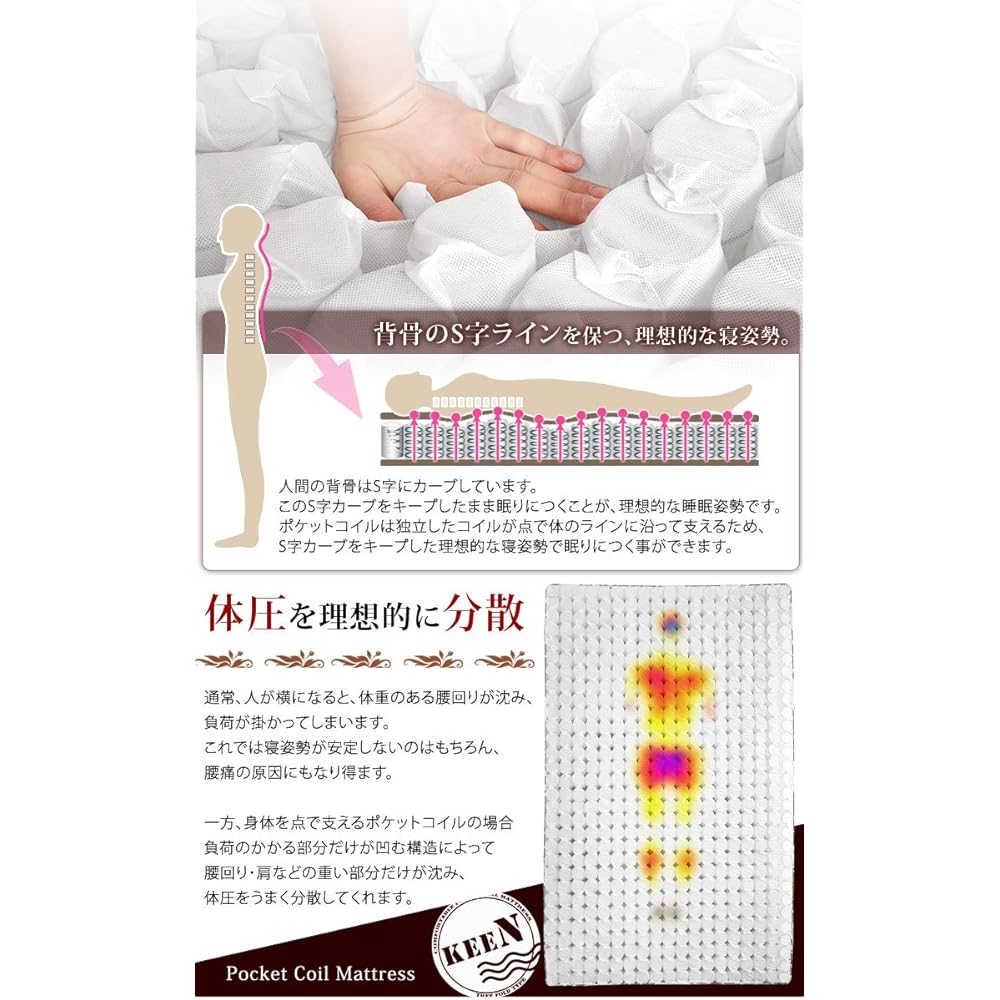 Tansu no Gen Mattress Tri-fold Pocket Coil Compression Packing Single 05190003 12(76361)