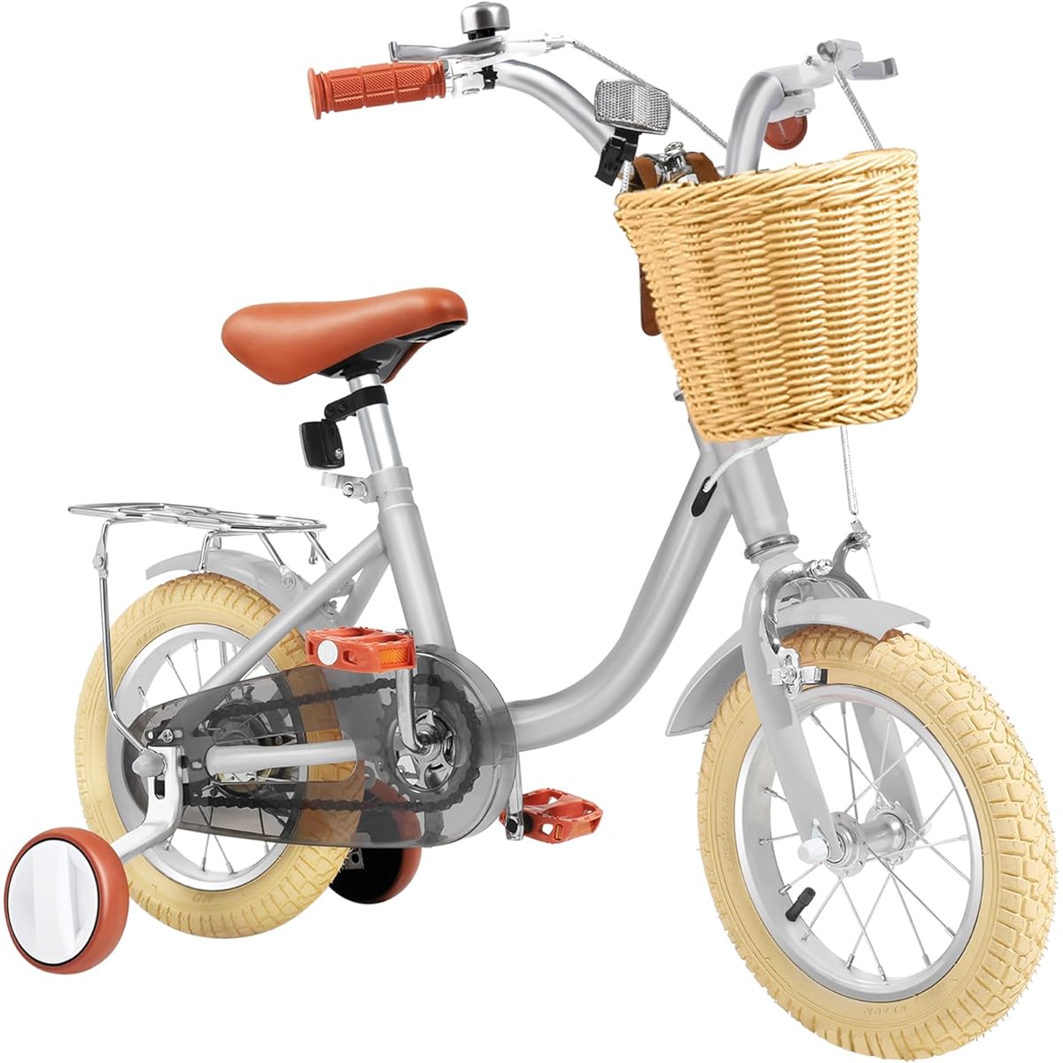 HARPPA Kids Bike 3~5 Years Old/12 Years Old/14 Inch Girls Bike with Training Wheels, Retro Style Bike with Basket, Christmas/Birthday Gift Available in 4 Colors