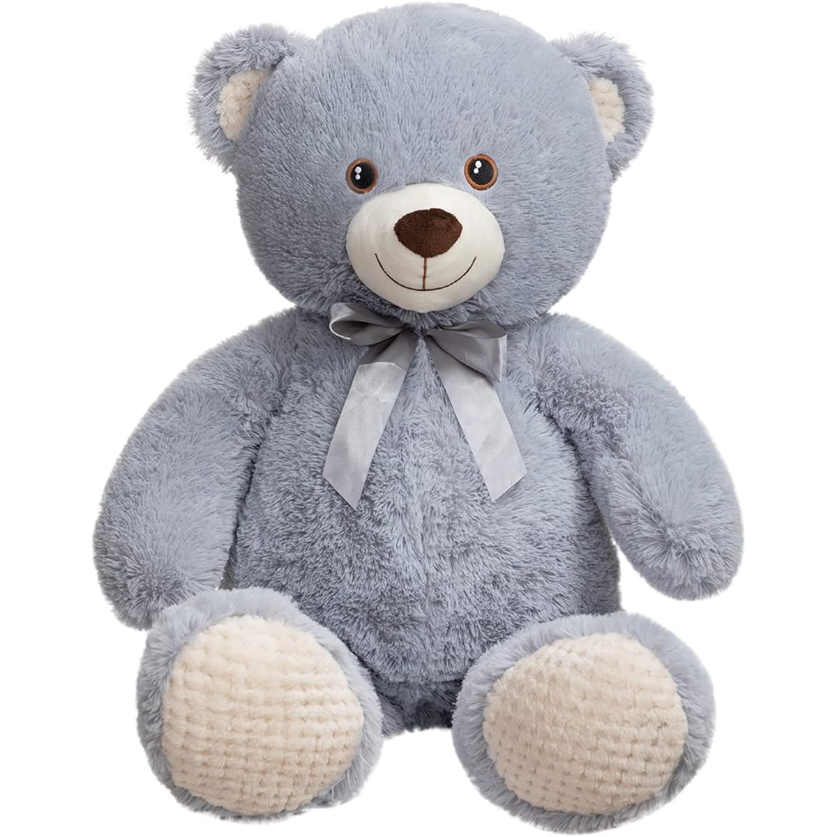 WENMOTDY Giant Teddy Bear Plush Toy Giant Teddy Bear with Bow Cuddly Toy Gift for Kids Girlfriend Gray 39''