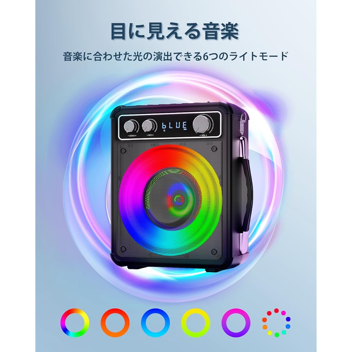 eless Microphones, Bluetooth 5.0 Karaoke Microphone, Small PA Set, Karaoke Machine, Portable Speaker Set, USB AUX, Android SD Card Compatible, Suitable for Home Parties/Speech Conferences/School Events/Seminars, etc., Japanese Instruction Manual Included