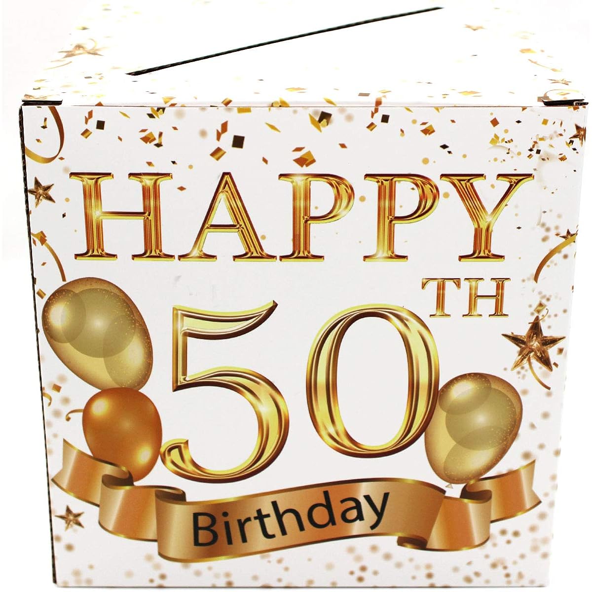 Birthday Party Decorations - Party Supplies 50th Birthday Ballot Box Cheers to 50 Card Box - 1 Set (White)