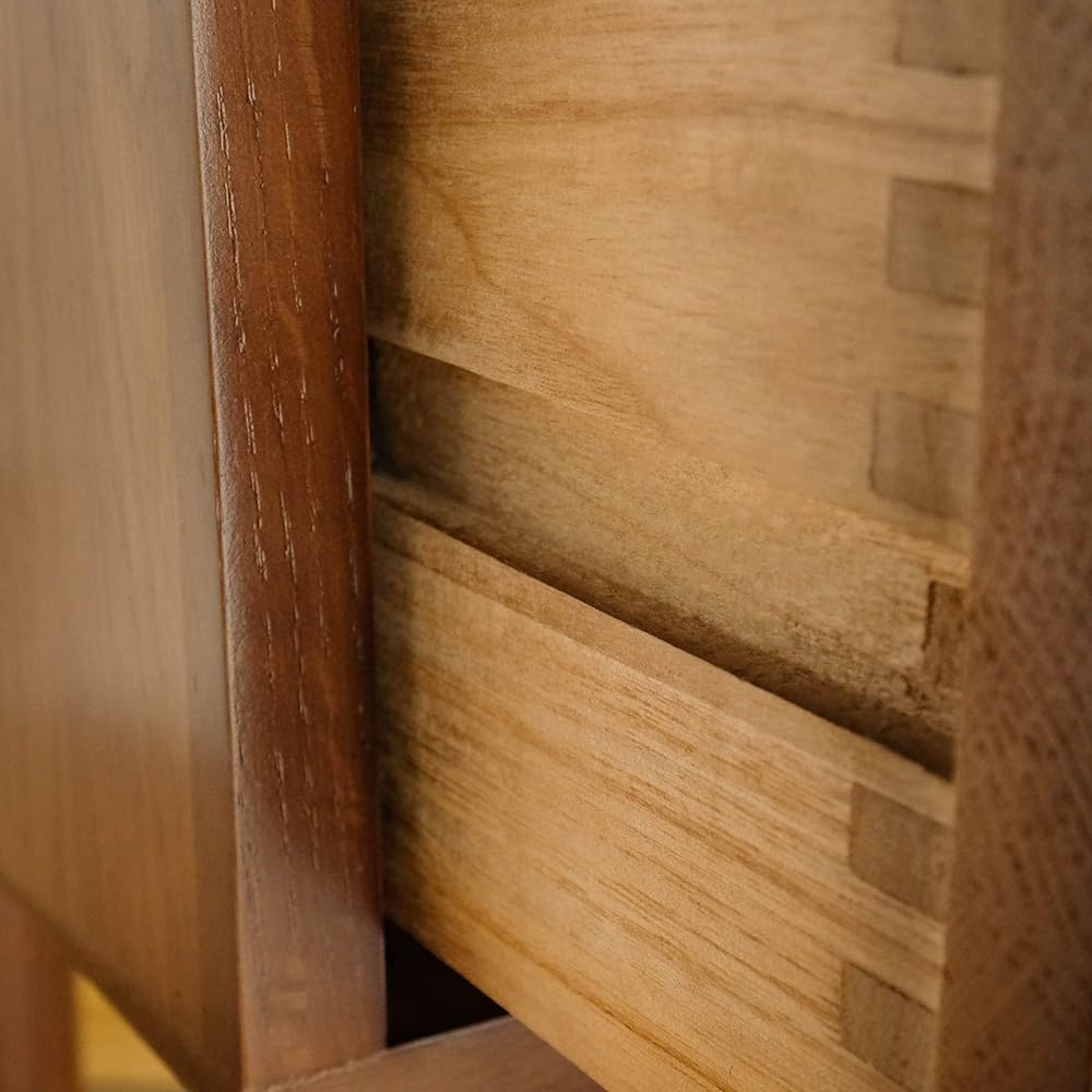 Cozeelife Side Table, Cabinet, Night Table, Oak Wood, 1 Drawer, Wooden, Oak, Easy to Assemble, Next to the Bed, Storage Around the Bed, Scandinavian, Stylish, Modern, Walnut Color, Width 35cm x Depth 40cm x Height 50cm