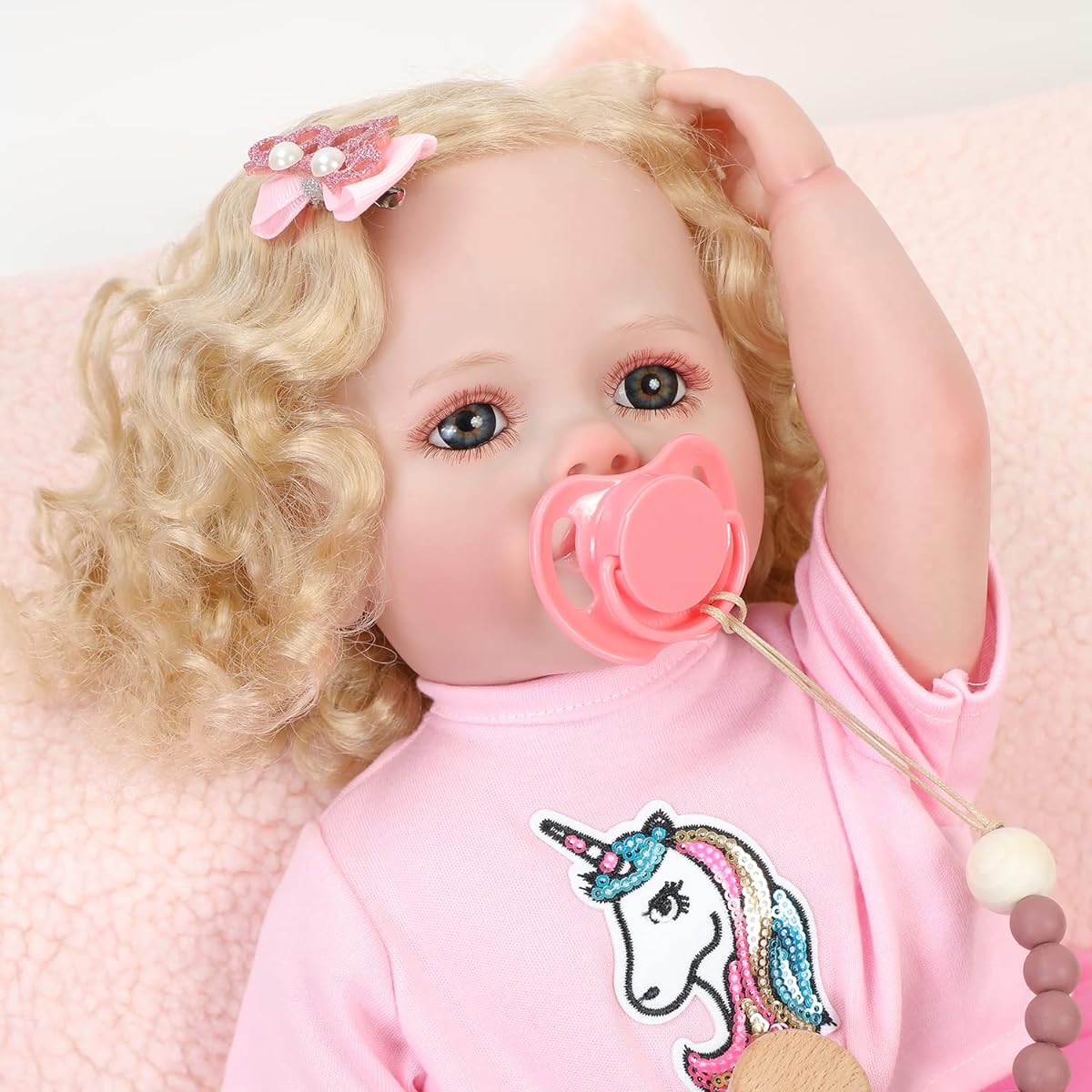QARUQASE Reborn Baby Doll Girl with Hair 22 Inch Baby Soft Skin Realistic Newborn Doll Full Body Silicone Vinyl Anatomically Correct Lifelike Baby Doll with Meal Toy (Vinyl Body)
