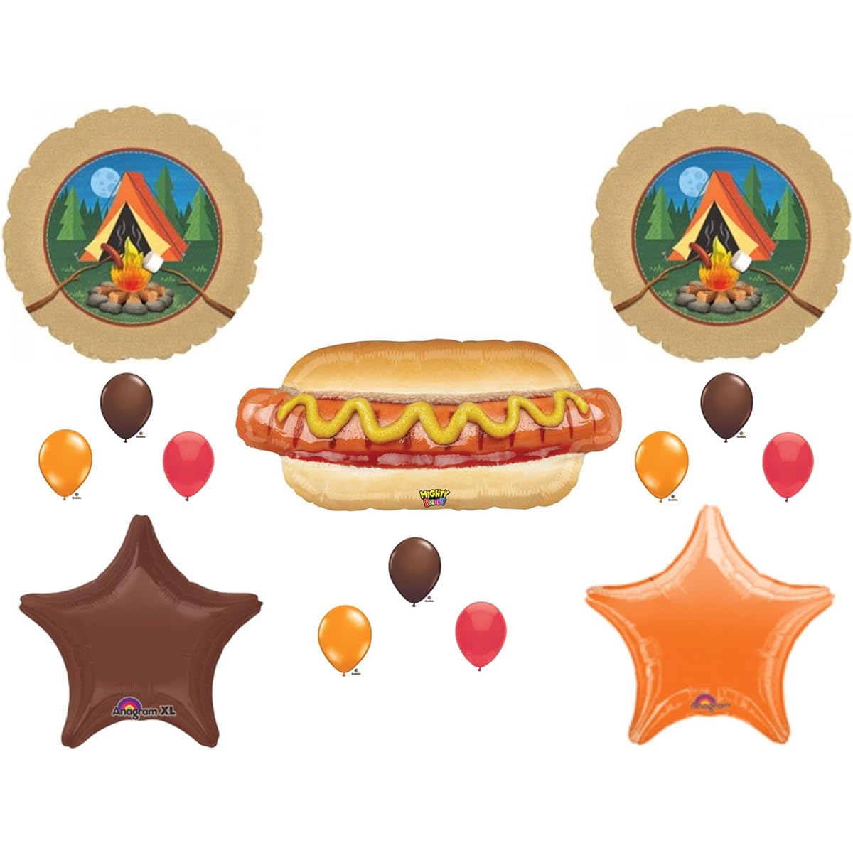 Camping Cookout Bon Fire Hot Dog Birthday Party Balloon Decoration Supplies