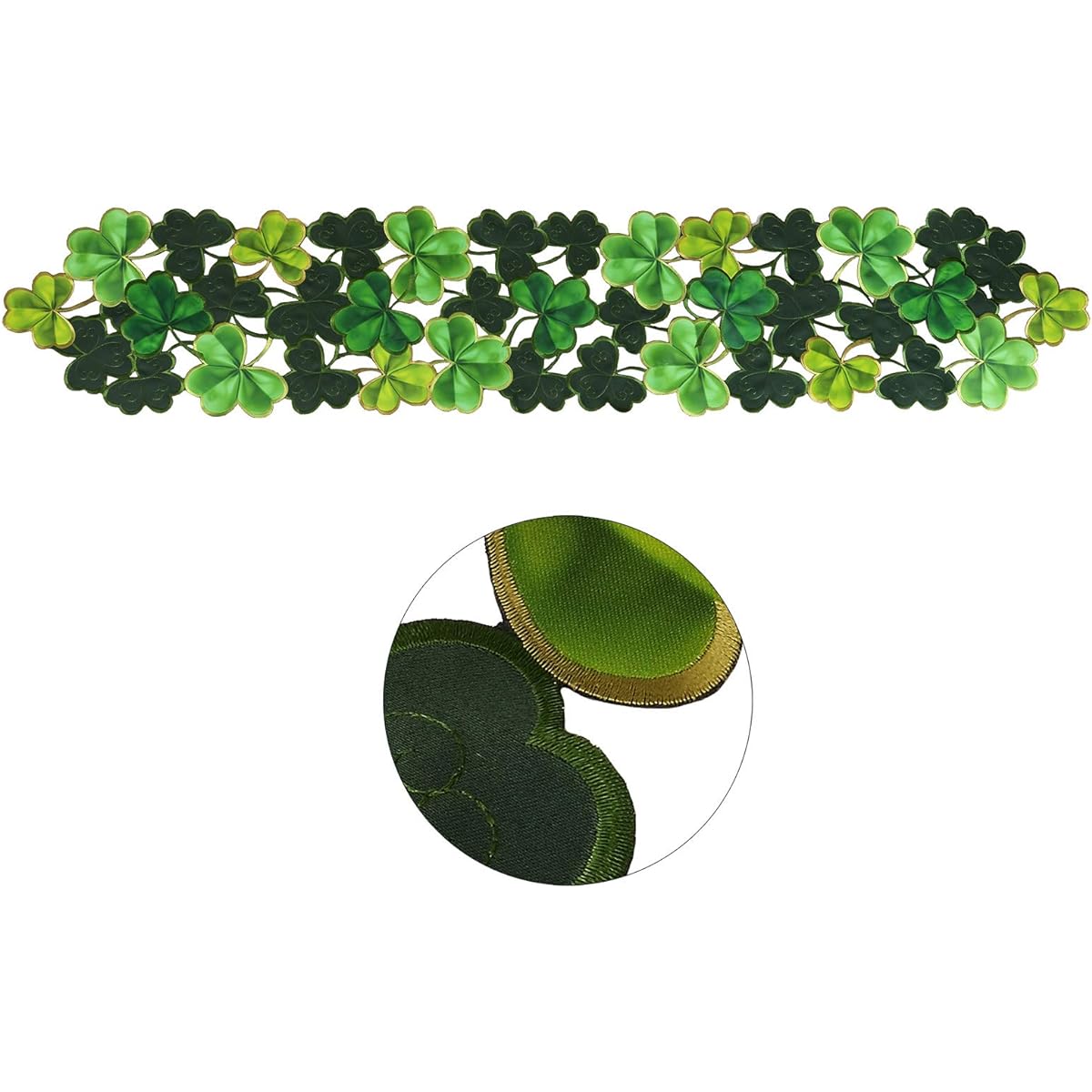 Simhomsen Embroidered Irish Clover Table Runner St. Patrick's Day Spring Decor (14 x 54 Inch)