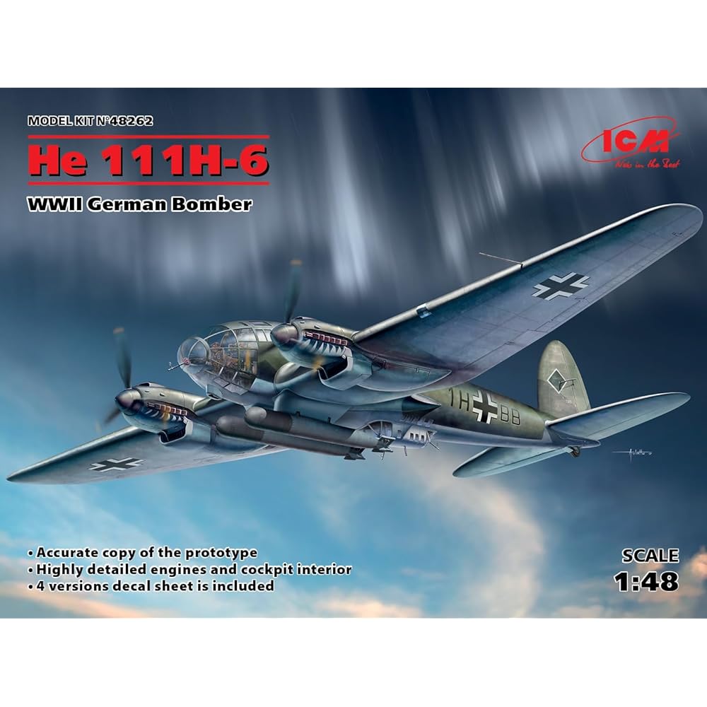 ICM ICM 1/48 Luftwaffe Heinkel He111H-6 Bomber Plastic Model 48262