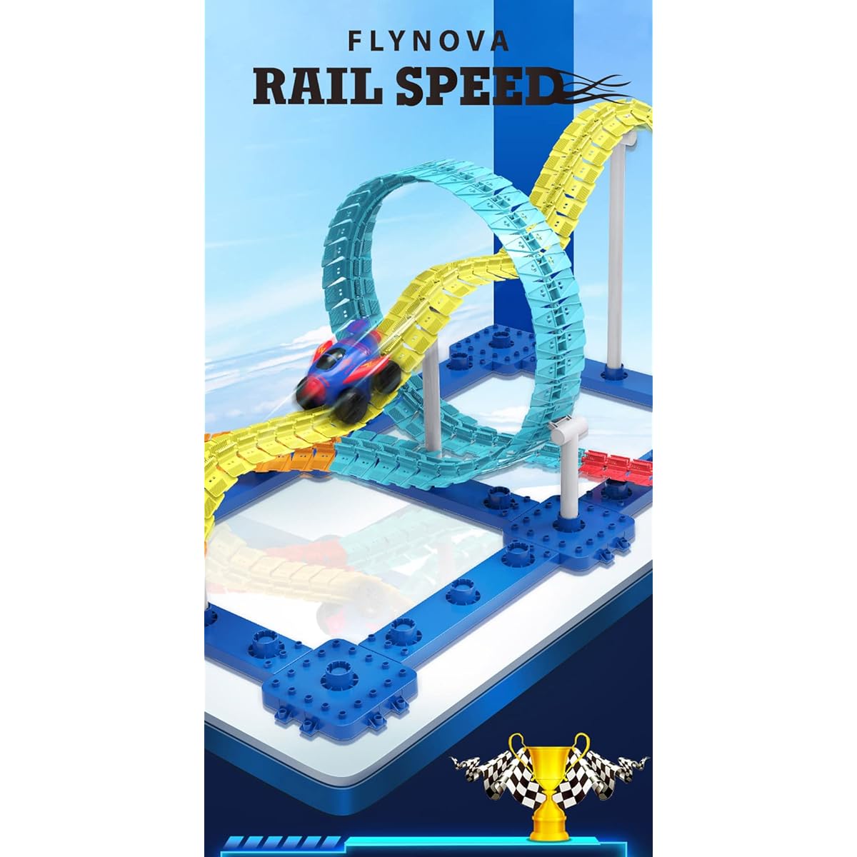(Aset) Car Color [Red] Trailblazer Trailblazer Toy Car Rail Rail Set Track Play Build your own course and create a car full of speed (A set-2)