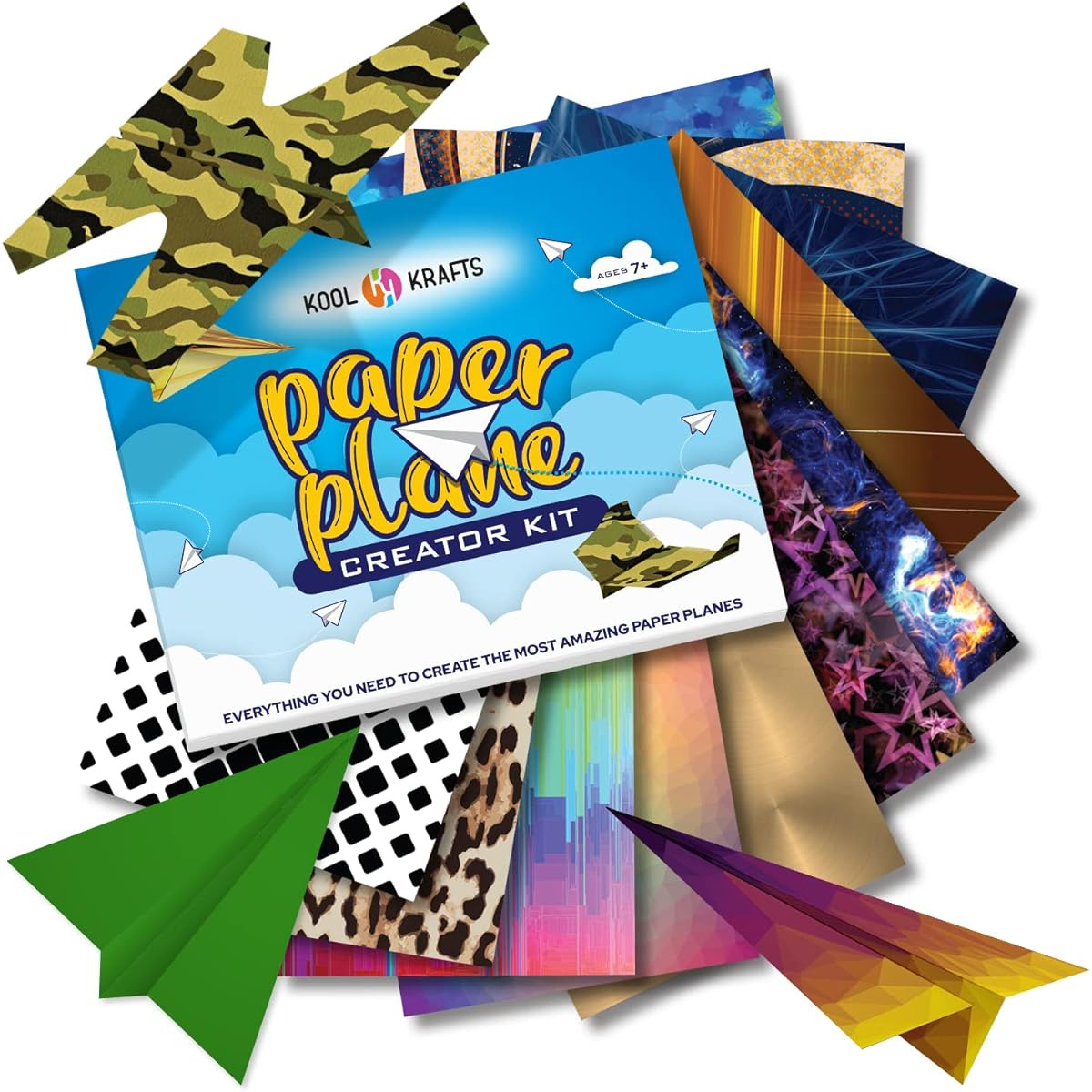 Paper Airplanes - Craft KitsAirplane Activities for Kids | Set Includes 65 Sheets 40 Colored 25 Patterned Paper, Paper Airp