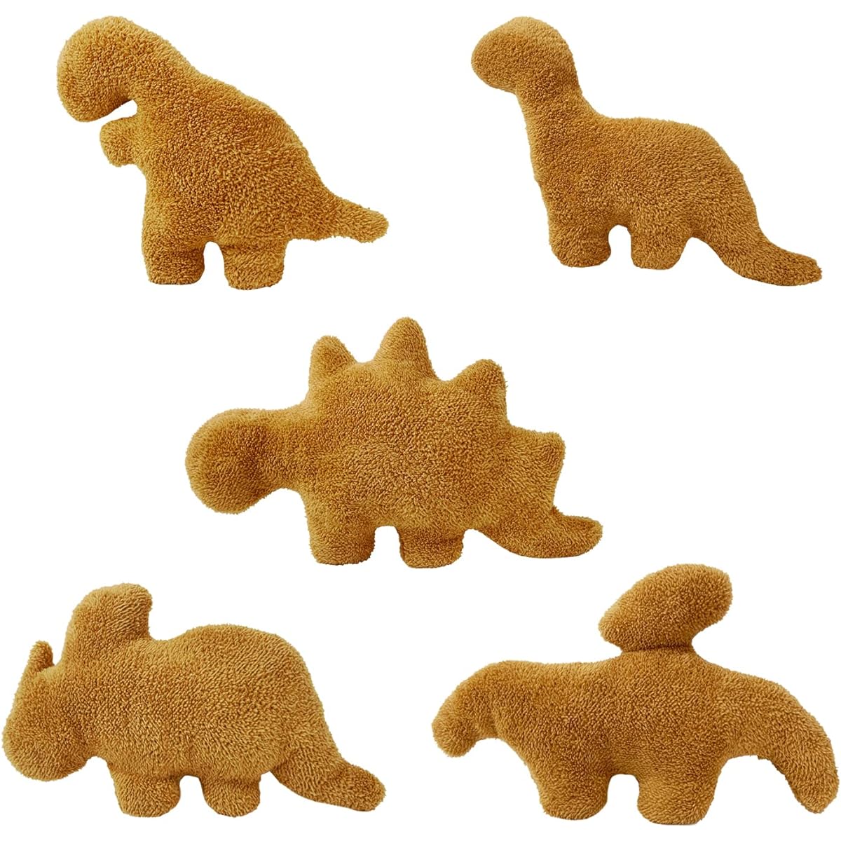 Isaacalyx Dinosaur Chicken Nuggets Set, 5pcs Soft Dinosaur Chicken Nuggets Pillow Birthday Gift Dinosaur Theme Party Decorations (Dino-5 Pack)