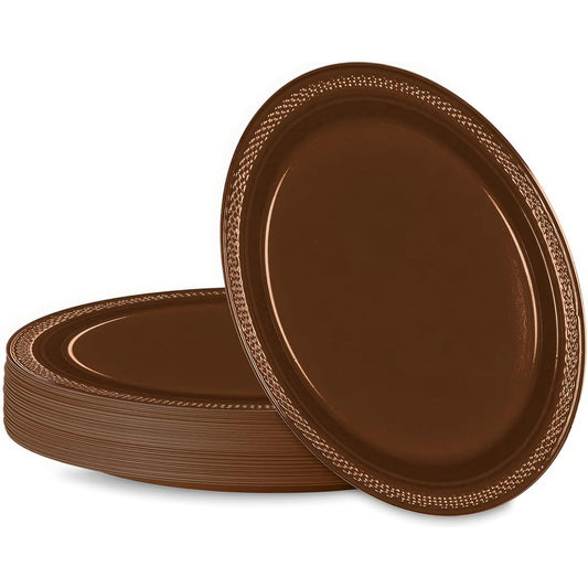 Amscan Party Ready Disposable Round Dessert Plates (20 Piece), Brown, 14cm x 11cm