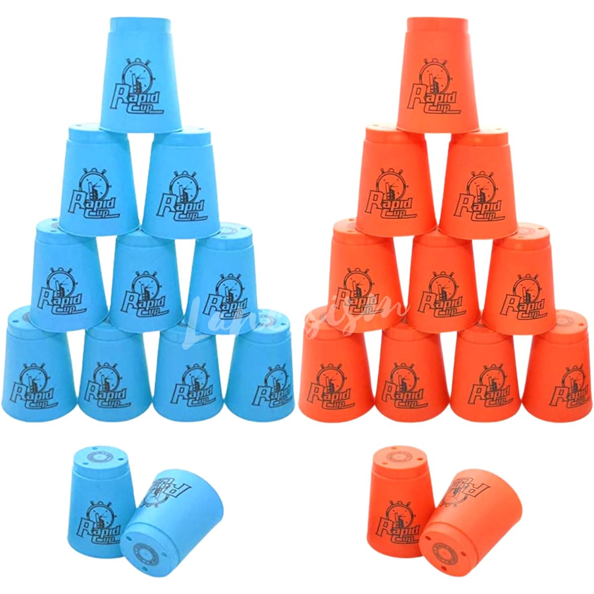 Lancisism Speed Stacking Cups 24 Pieces Sports Cup Stacking Set BPA Free Material Classic Family Game Challenge Competition Game Great Gift for Speed Training (Blue & Red)