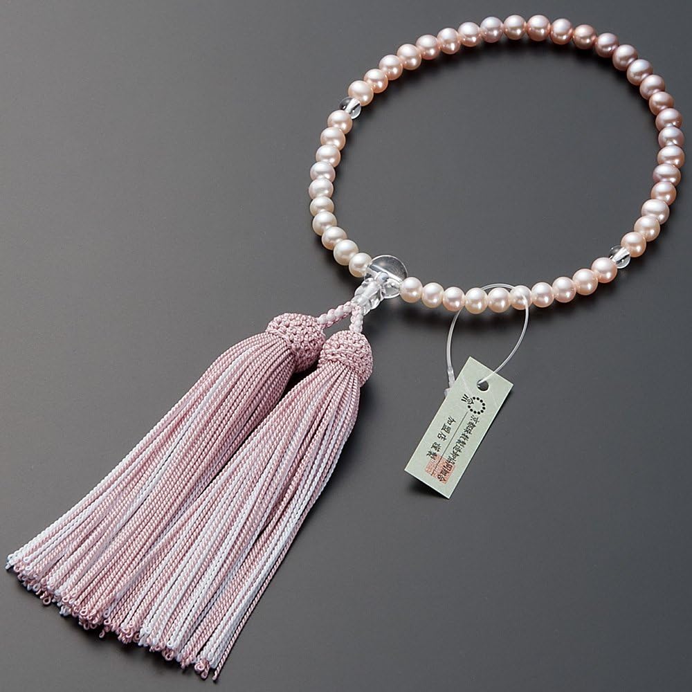 [Buddhist Altar Shop Takita Shoten] Kyoto Prayer Beads for Women, Freshwater Pearls (Pearl), Gradation 6mm, Pure Silk Tassel, Bead Bag Included, Can Be Used by All Sects, Certificate Included