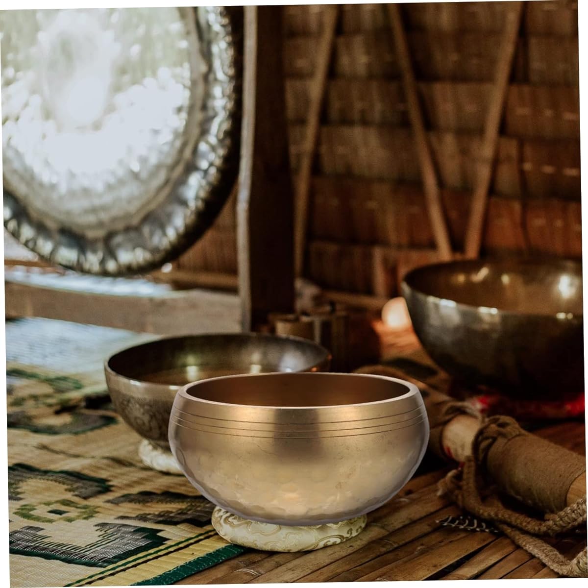 VICASKY Set of 4 Buddhist Music Bowls Tibetan Singing Bowls Yoga Sound Chakra Bowls Tibetan Mallet Meditation Bowls Tibetan Bowl Kit Healing Sound Bowls Ang