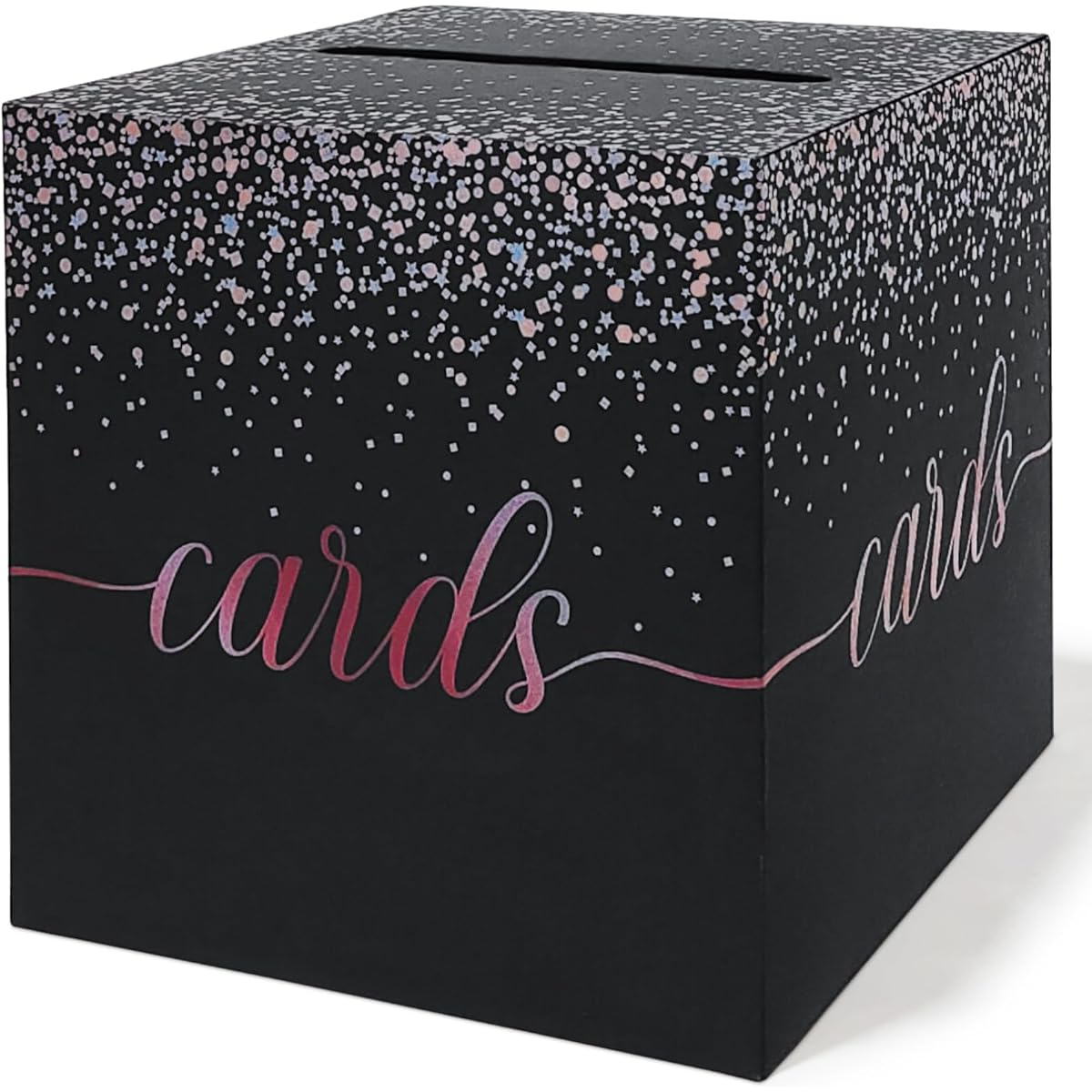 QIKSION Rose Gold Card Box for Party Black and Rose Gold Gift Card Box Holder Money Box for Birthday Bridal Shower Wedding Baby Shower Graduation Anniversary