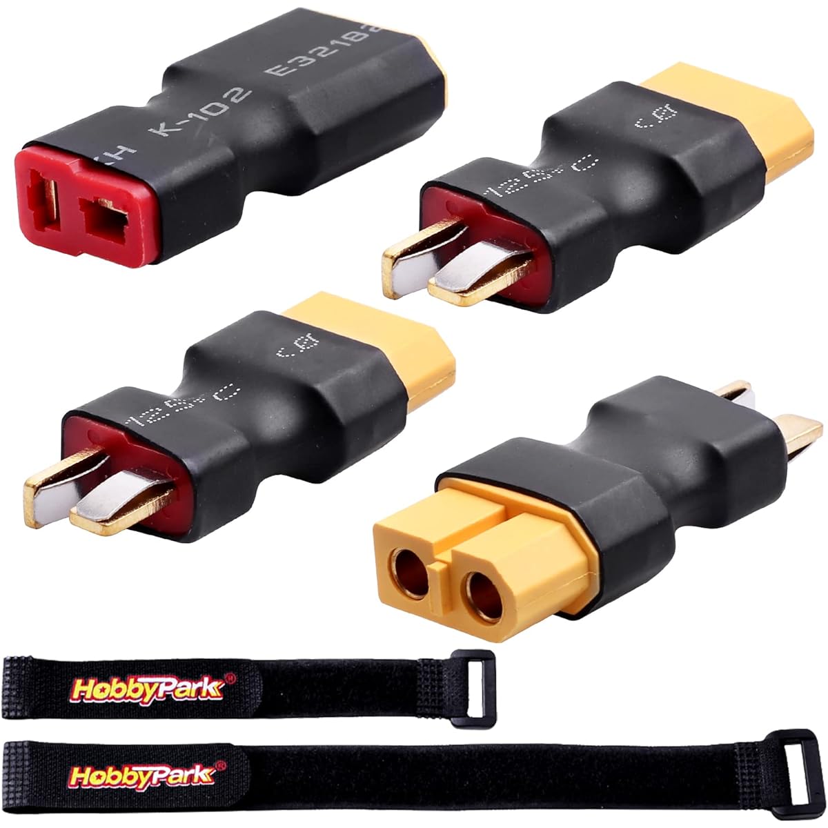 Hobbypark T Plug Dean Style XT60 Connector Adapter RC Lipo Battery Charger Conversion with Battery Strap