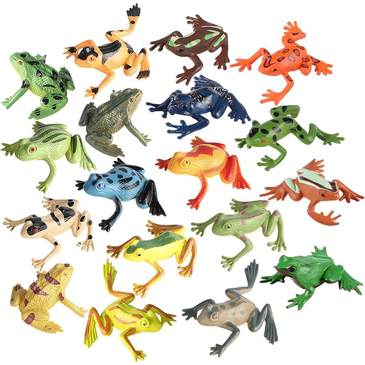 SCAHOW Plastic Frog Toys, 18PCS Realistic Rainforest Woodland Animals Frog Figures for Kids, Forest Character Toys, Miniature Frog Figurines, Party Favors, Garden, Flower Pot, Plant Decoration