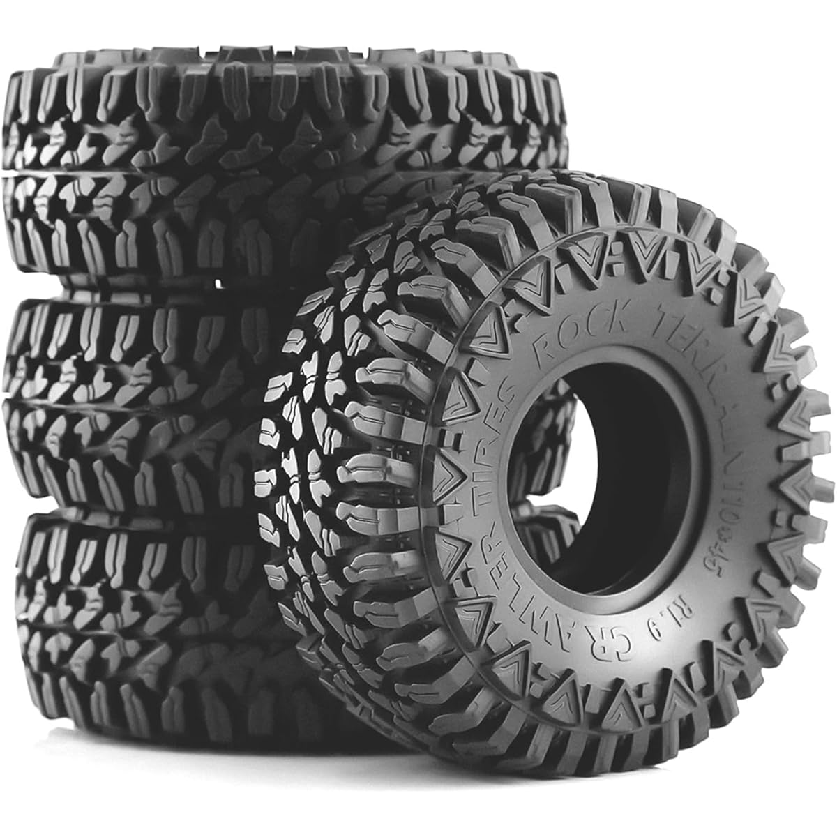 Chanmoo 1.9 RC Crawler Tires Foam Soft Rubber Mud Slinger Grappler Wheel Tires for 1/10 Scale RC Car Traxxas TRX4 RC4WD D90 Axial SCX10 II TF2 Gen8 Tamiya CC01 1.9" Beadlock Rim 4pcs