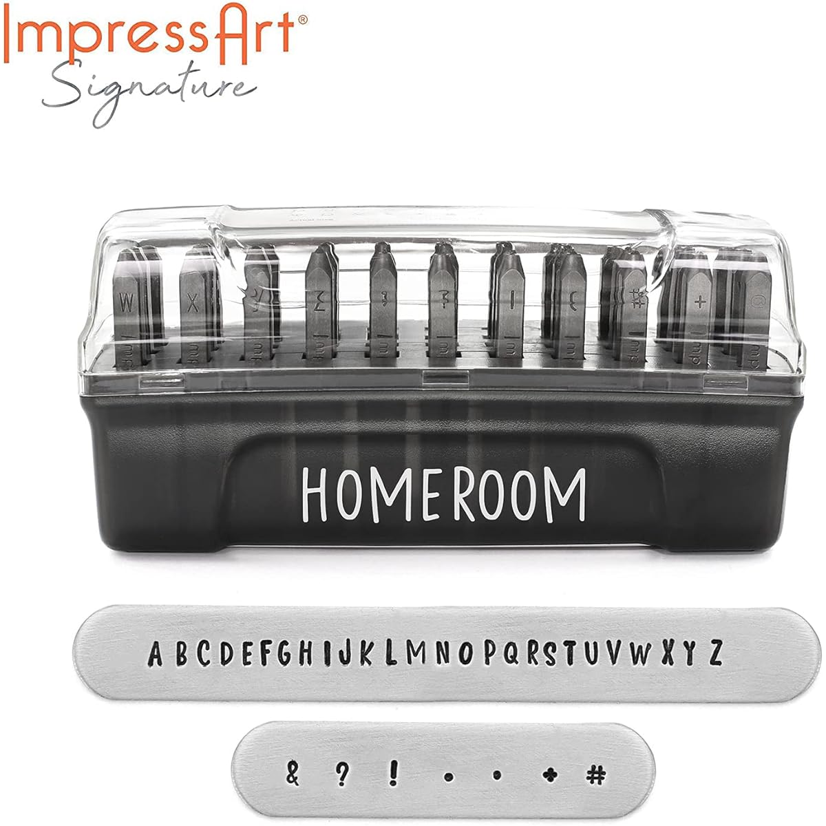 ImpressArt - Signature Homeroom Metal Letter Stamp Set Uppercase (3mm) Soft & Hard Metal Professional Quality Stamps for Hand Stamping and Jewelry Making