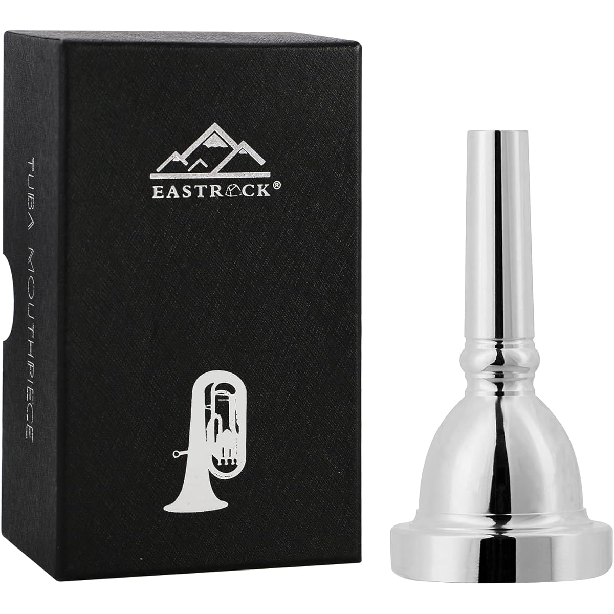 EastRock Standard Tuba Mouthpiece, Silver Plated Tuba Mouthpiece, Great Gift for Tuba Players, Replacement Tuba Parts