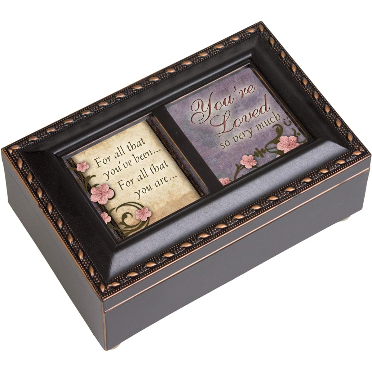 Cottage Garden You are Loved Antique Black Petite Music Box "That's What Friends are for"