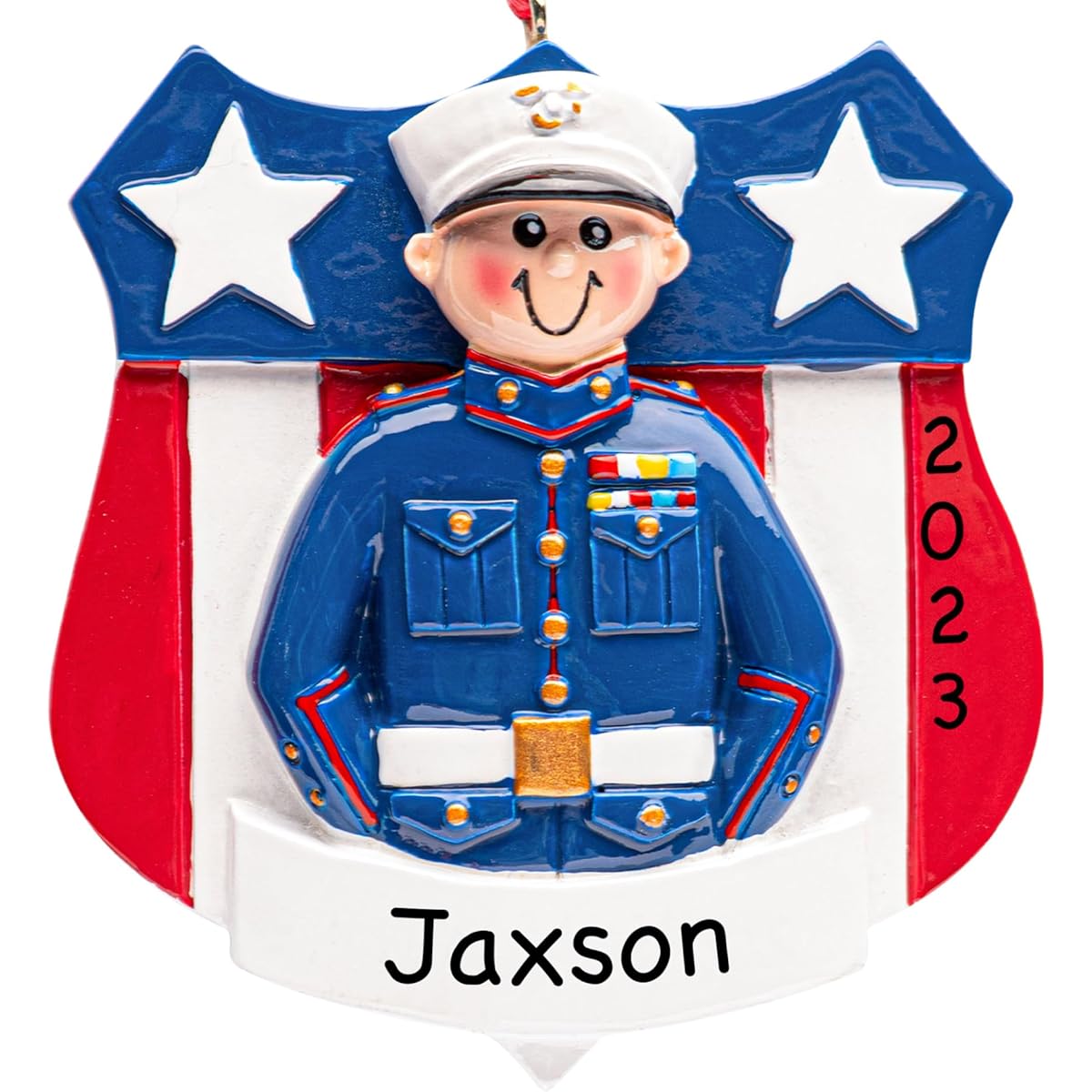 UniqXmas Marines Christmas Ornament - Free Customization | Military Uniform Soldier Military Patriotic Salute Unique Keepsake for Christmas Tree - Customizable with Name and Year