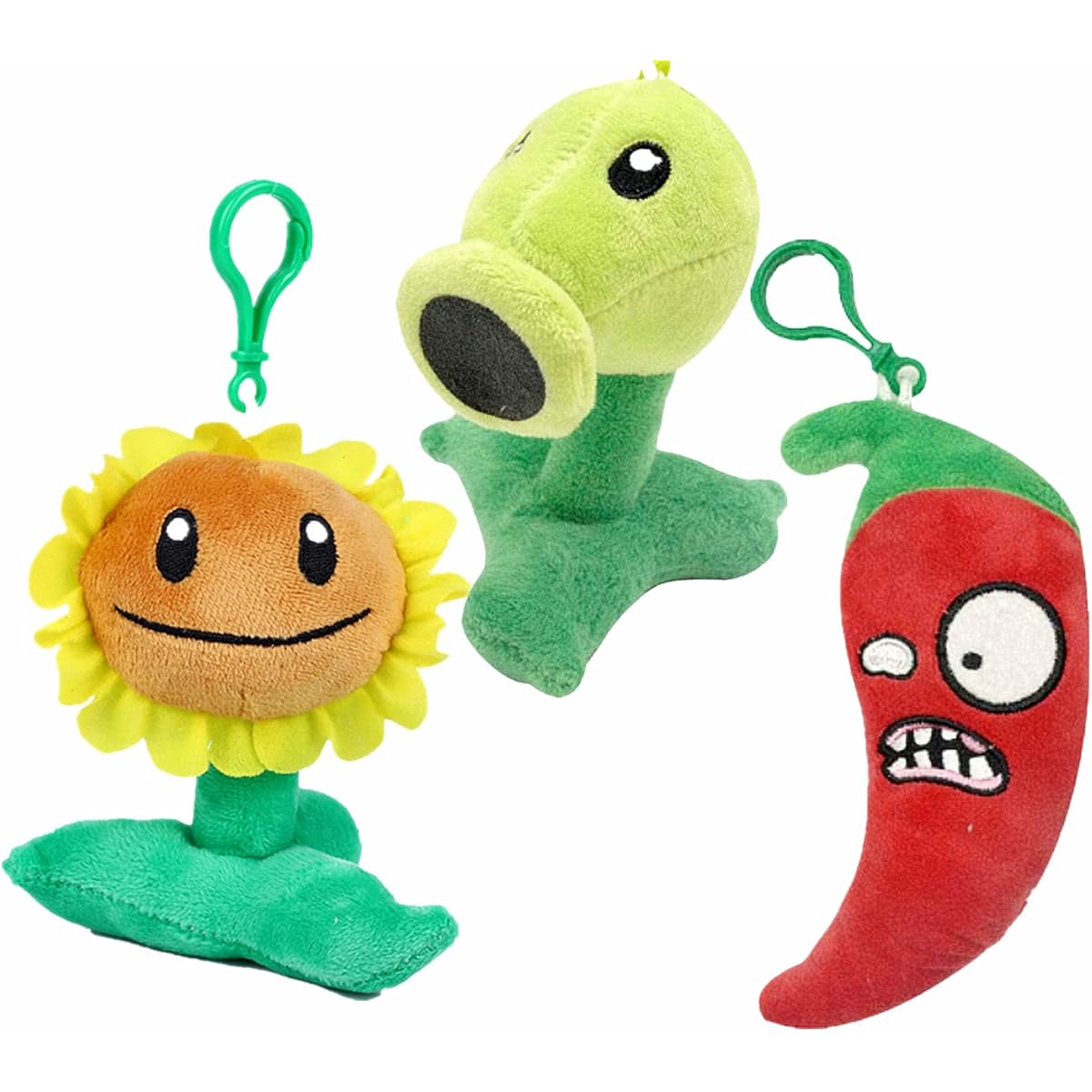 Plants VS Zombies Plush Zombie Keychain Set Toy Stuffed Animal Soft PVZ Figure Doll Sunflower Green Pea Red Pepper Pendant Christmas Birthday Gift